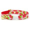 Strawberry Cat Collar - "Strawberry Patch" - Red Berry Fruit / Breakaway Buckle or Non-Breakaway / Spring + Summer / Cat, Kitten + Small Dog Sizes