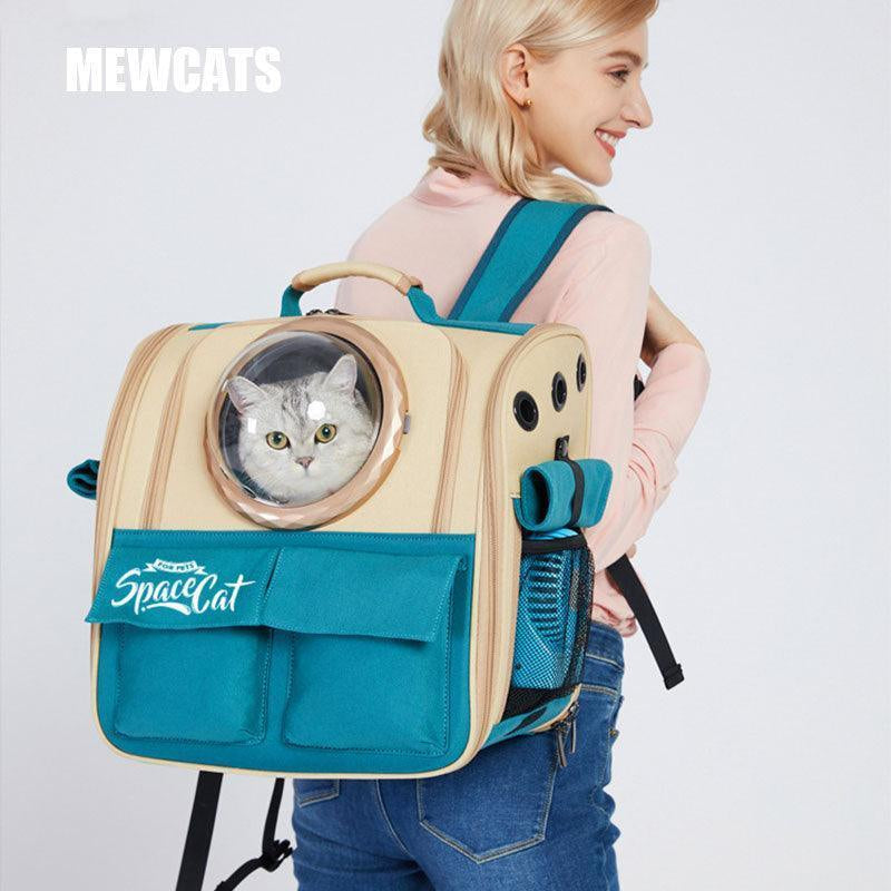 Canvas Cat Carrier Bag Expandable Backpack