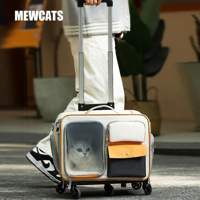 Cat Rolling Carrier Backpack with Wheels Trolley Bag