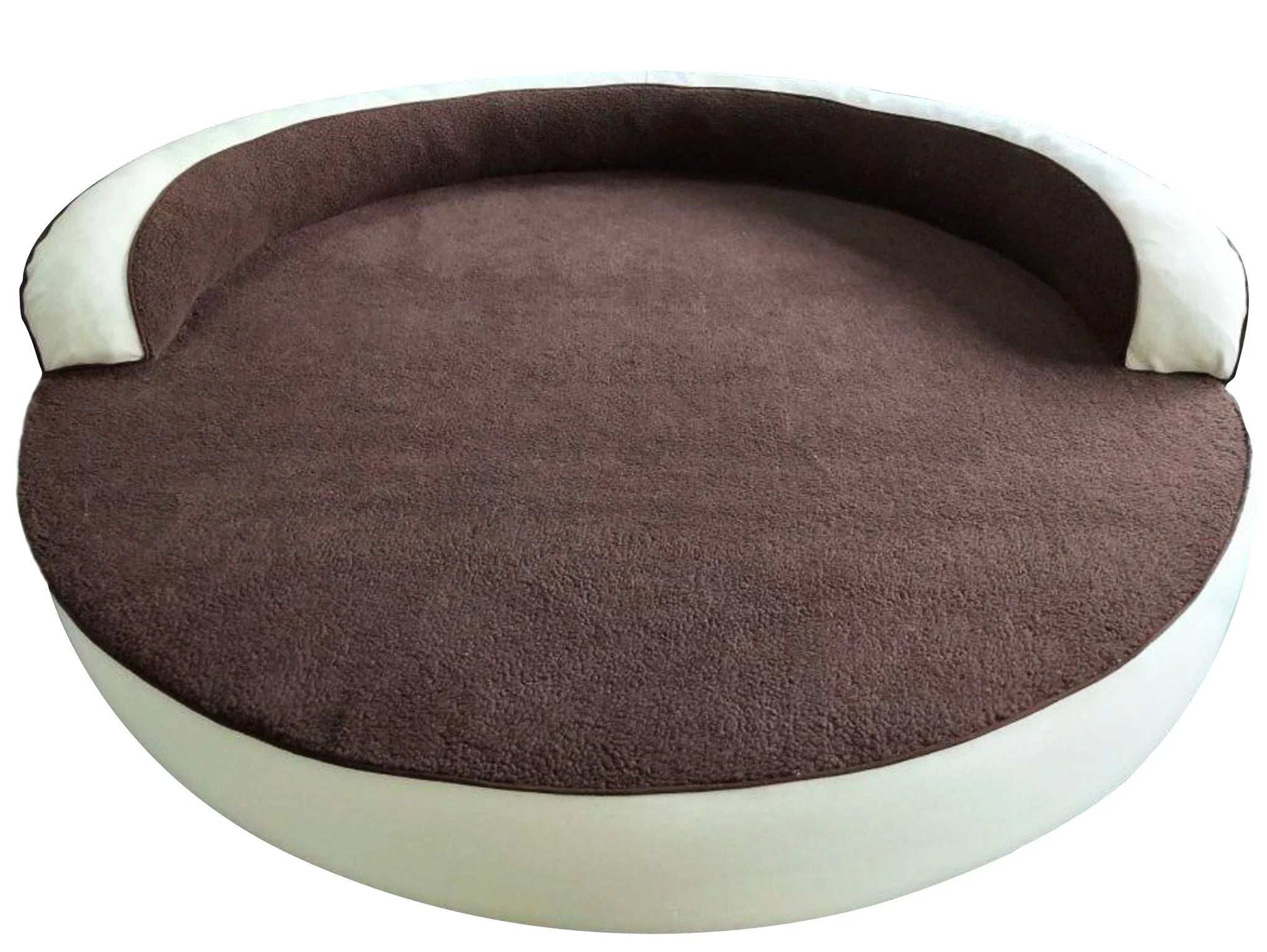 Orthopedic Large round Dog Bed (With Sherpa Bolster Top)