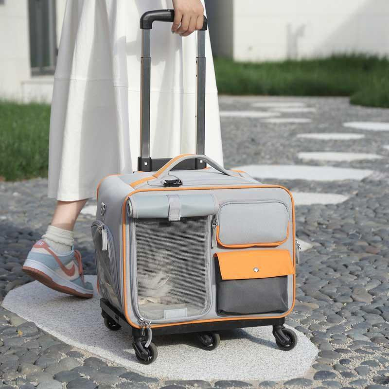 Cat Rolling Carrier Backpack with Wheels Trolley Bag