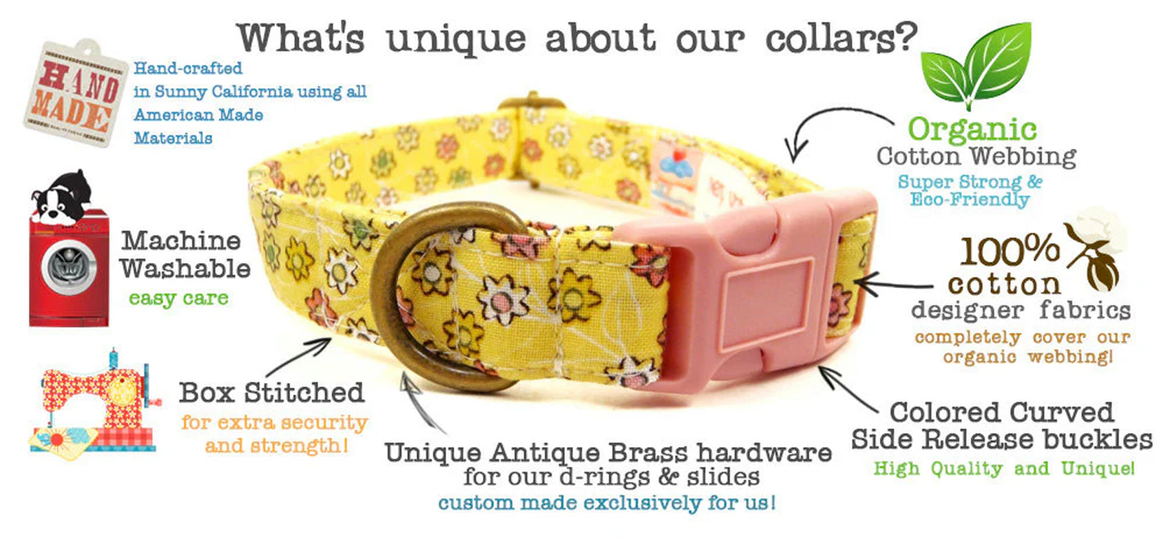 Sailor Plaid - Organic Cotton Dog & Cat Collars - Handmade in the USA