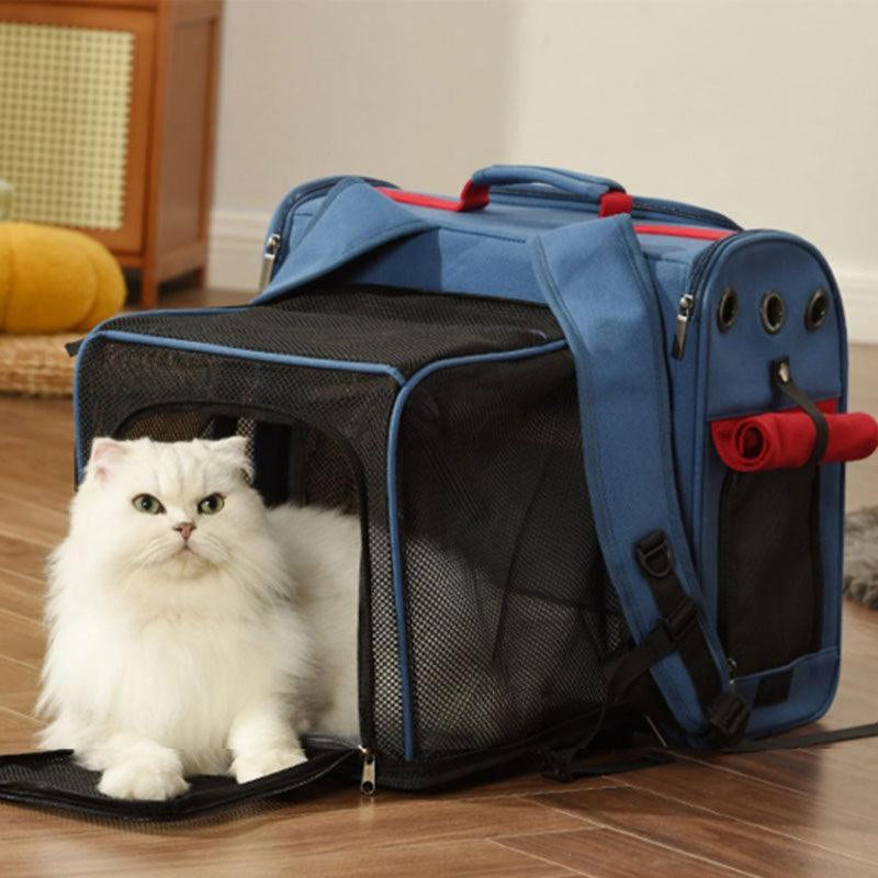 Canvas Cat Carrier Bag Expandable Backpack
