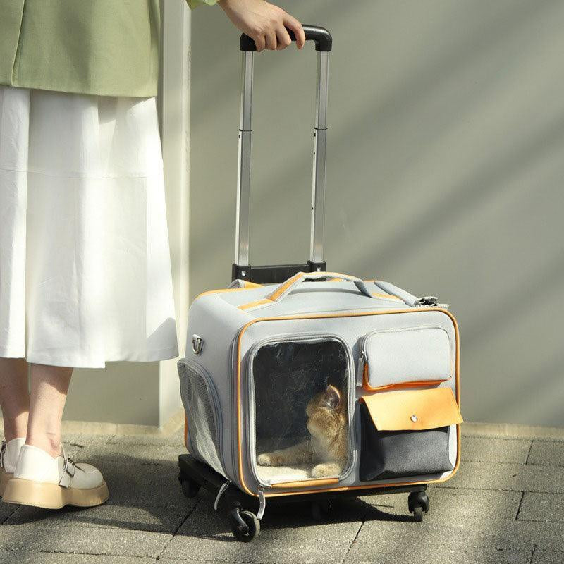 Cat Rolling Carrier Backpack with Wheels Trolley Bag