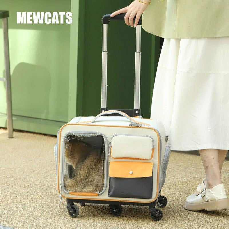Cat Rolling Carrier Backpack with Wheels Trolley Bag