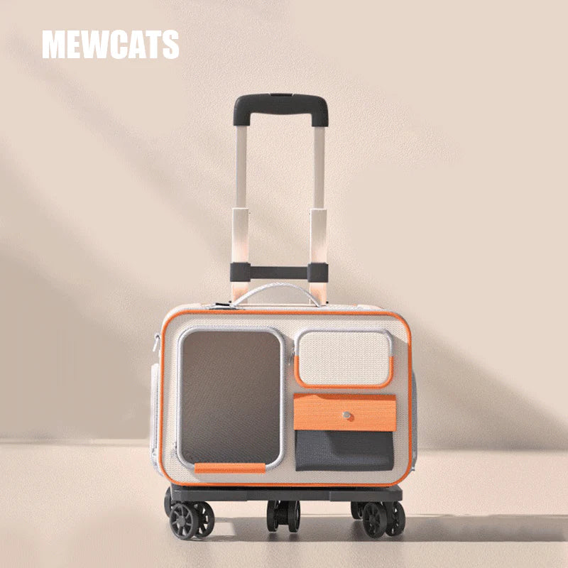 Cat Rolling Carrier Backpack with Wheels Trolley Bag