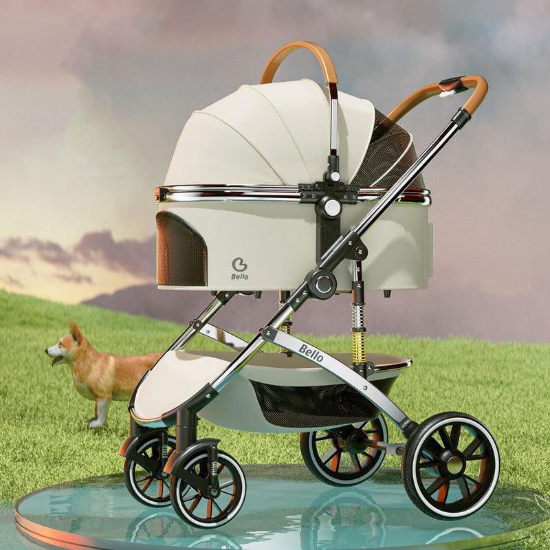 Shock-Absorbing Cat Stroller Pet Carrier with Wheels