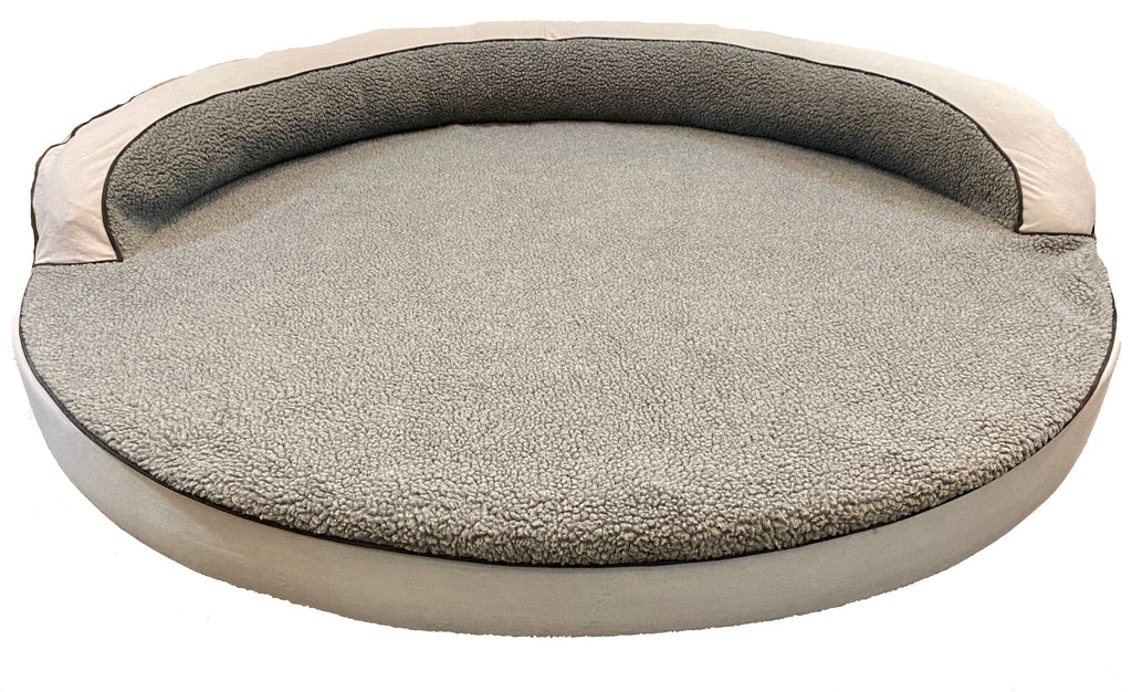 Orthopedic Large round Dog Bed (With Sherpa Bolster Top)