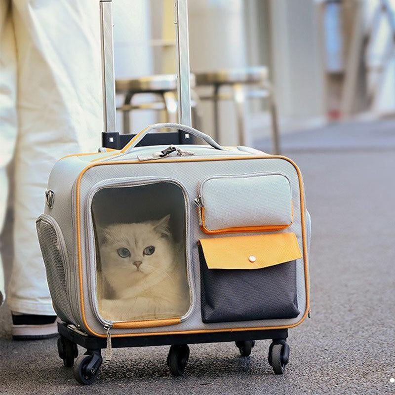 Cat Rolling Carrier Backpack with Wheels Trolley Bag