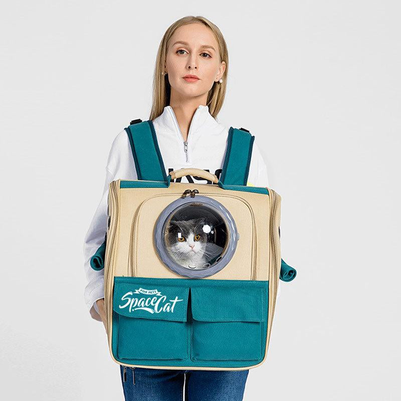 Canvas Cat Carrier Bag Expandable Backpack