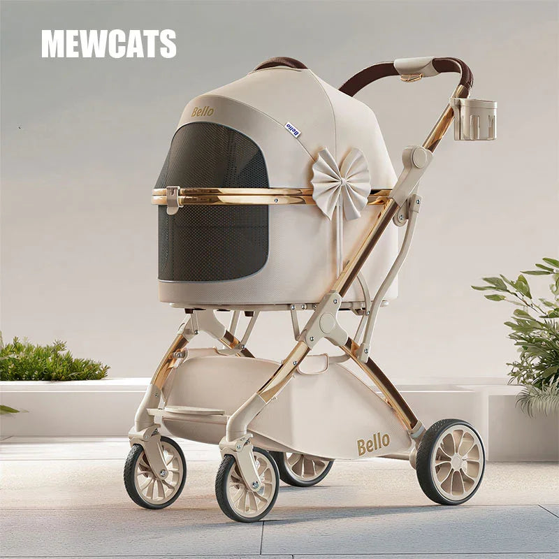 Luxury Detachable Cat Carrier Rolling Stroller
