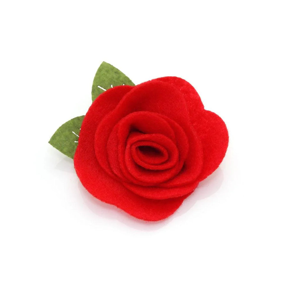 Strawberry Cat Collar + Flower Set - "Strawberry Patch" - Berry Fruit Cat Collar W/ Scarlet Red Felt Flower (Detachable) / Cat, Kitten + Small Dog Sizes