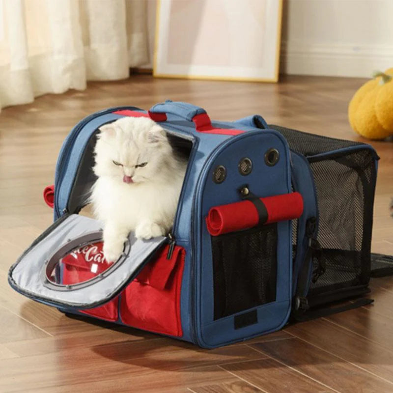Canvas Cat Carrier Bag Expandable Backpack
