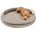 Orthopedic Large round Dog Bed (With Sherpa Bolster Top)