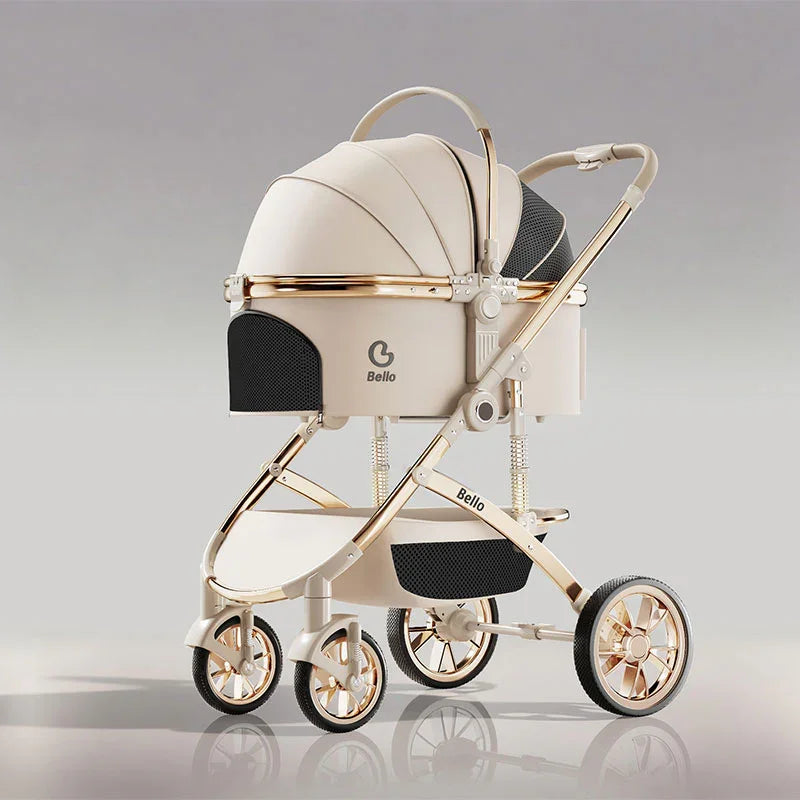 Shock-Absorbing Cat Stroller Pet Carrier with Wheels